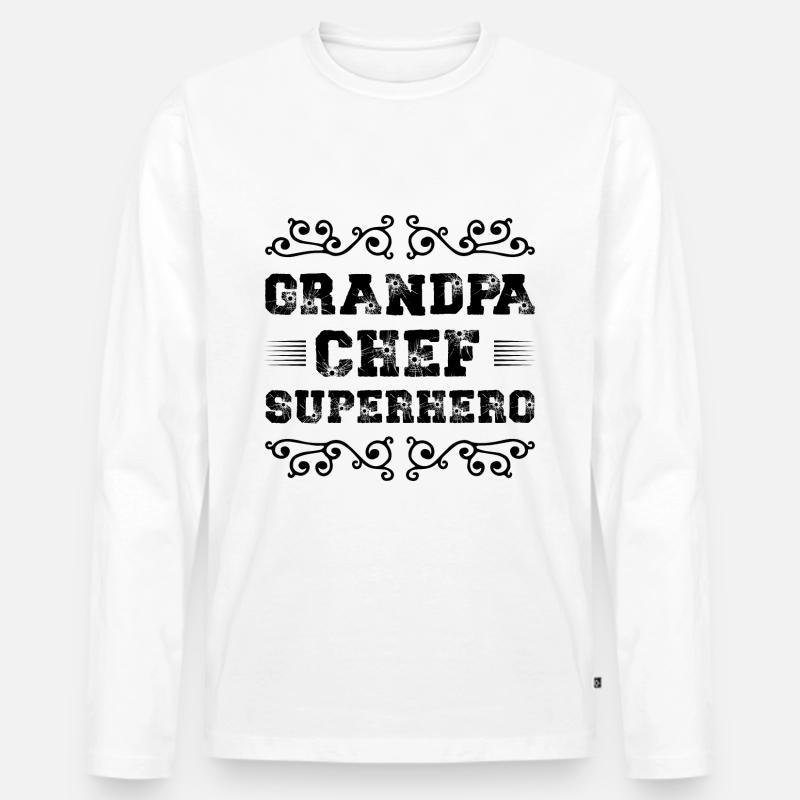 Opa Chef Superheld - Männer Premium Bio Langarmshirt - Weiß