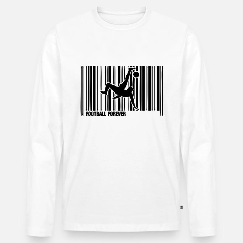 Barcode-Fußball - Männer Premium Bio Langarmshirt - Weiß