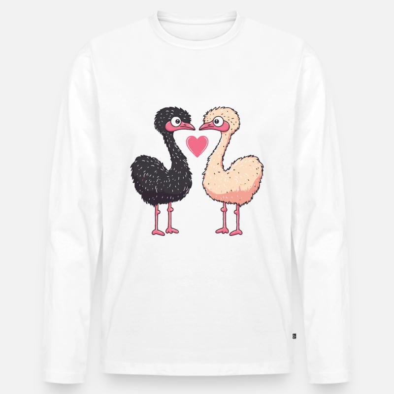 Strauß Comic Paar Liebe - Männer Premium Bio Langarmshirt - Weiß