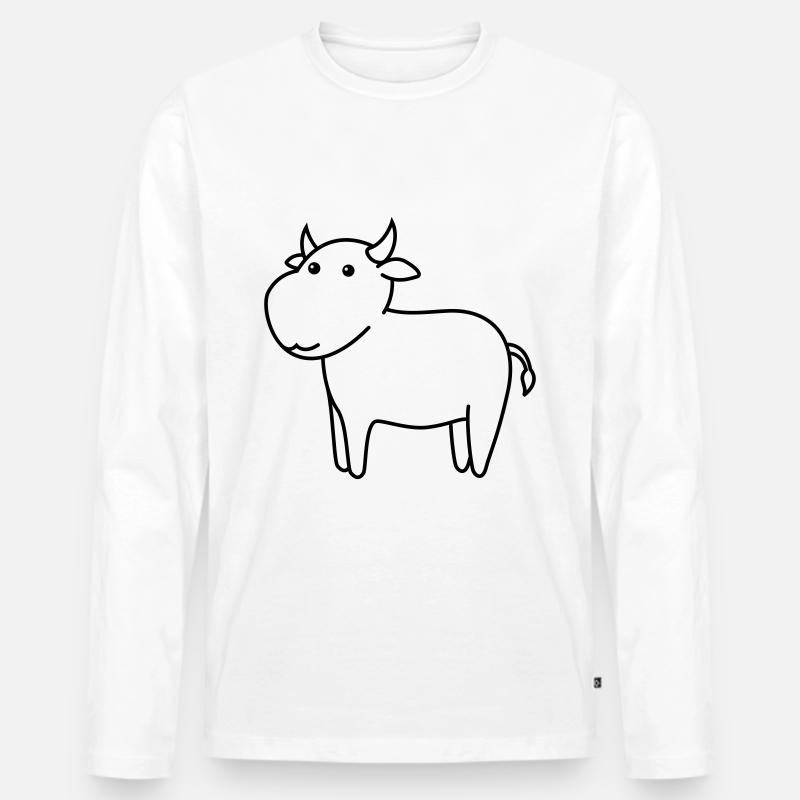 Stier Comic Tier - Männer Premium Bio Langarmshirt - Weiß