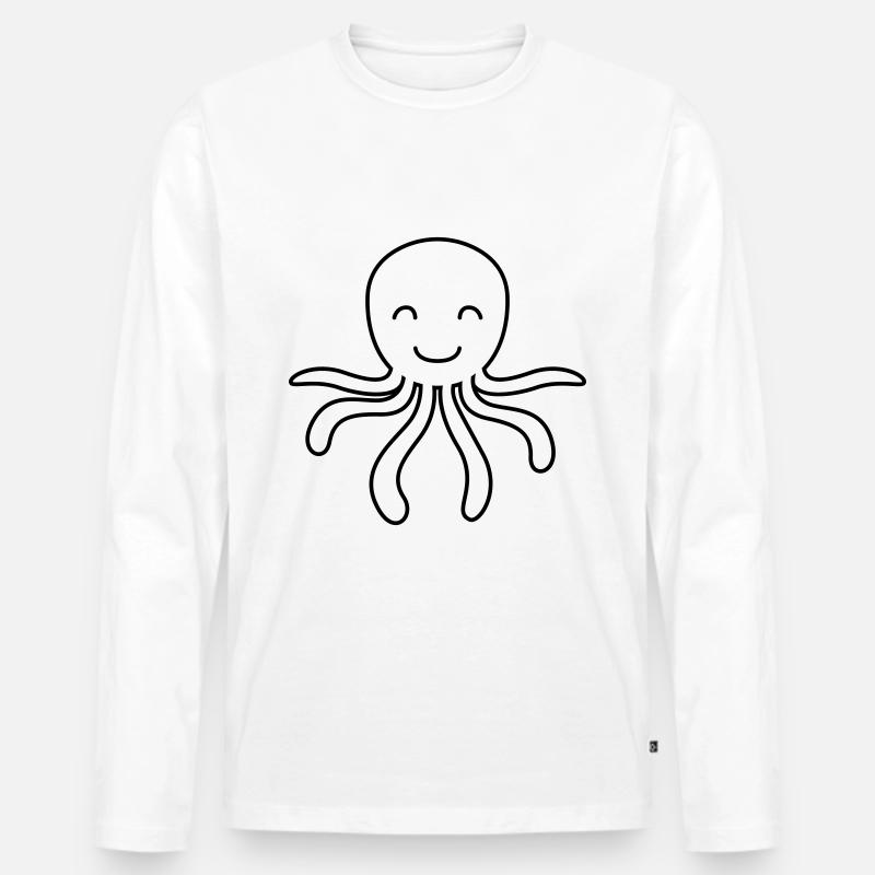 Krake Comic Tier - Männer Premium Bio Langarmshirt - Weiß