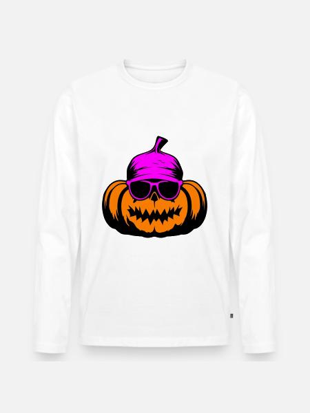 Pumpkin Halloween Cool - Men's Premium Organic Long Sleeve Shirt - white
