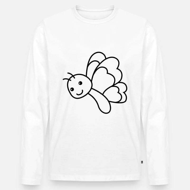 Schmetterling Comic Tier - Männer Premium Bio Langarmshirt - Weiß