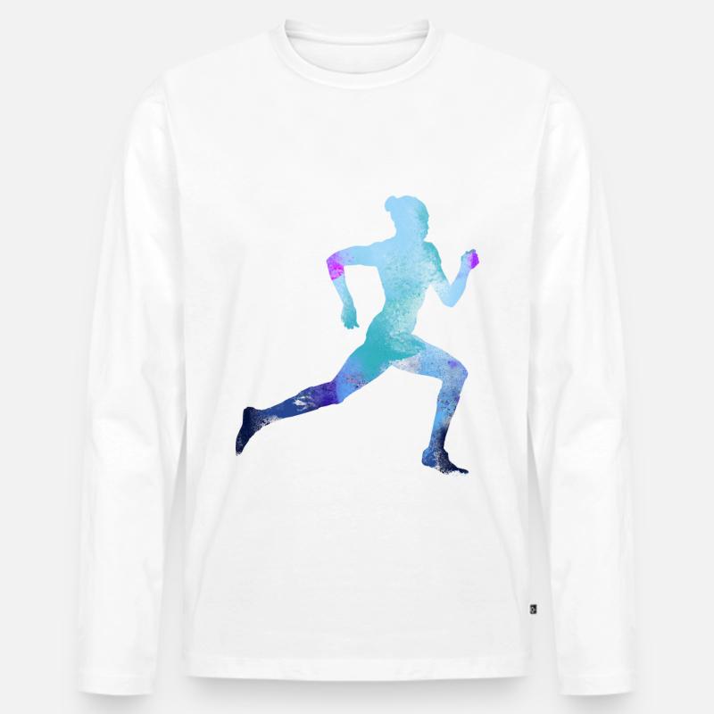 Läuferin Sprinterin - Männer Premium Bio Langarmshirt - Weiß