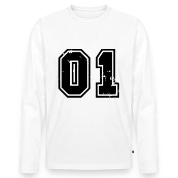 NUMMER 1 - Männer Premium Bio Langarmshirt - Weiß - Vorne - Nico (187cm)