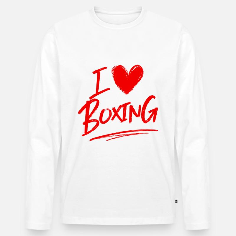 Ich liebe Boxen - Männer Premium Bio Langarmshirt - Weiß