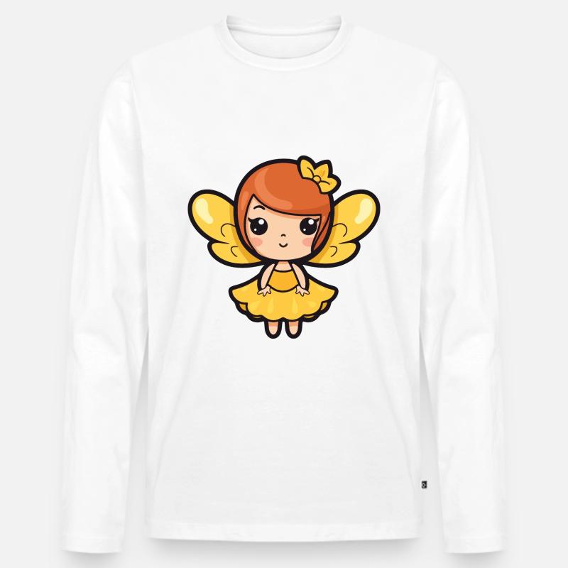 Fee Kawaii Niedlich - Männer Premium Bio Langarmshirt - Weiß