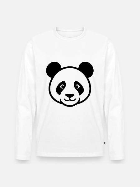 Panda Head - Men's Premium Organic Long Sleeve Shirt - white