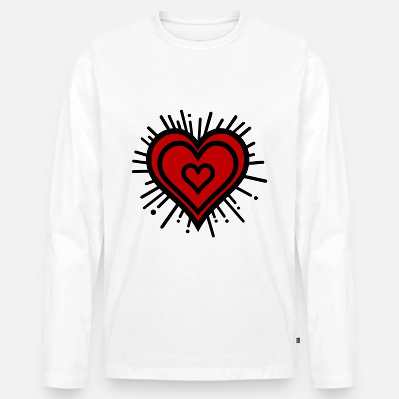 Herz Symbol Design - Männer Premium Bio Langarmshirt - Weiß