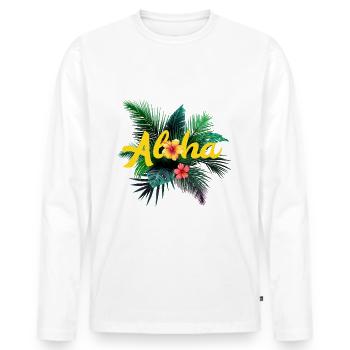 ALOHA TROPICAL - Männer Premium Bio Langarmshirt - Weiß - Vorne - Nico (187cm)