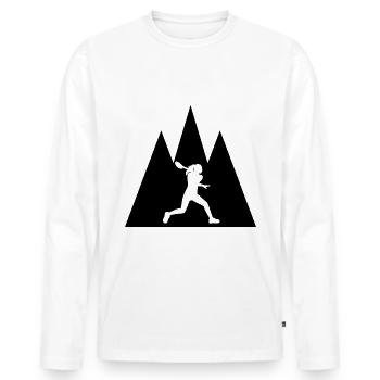 Montagne triangulaire et tennis - - T-shirt manches longues Premium bio Homme - blanc - Devant - Nico (187cm)