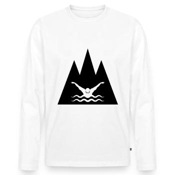 Triangle Montagne et Natation - - T-shirt manches longues Premium bio Homme - blanc - Devant - Nico (187cm)