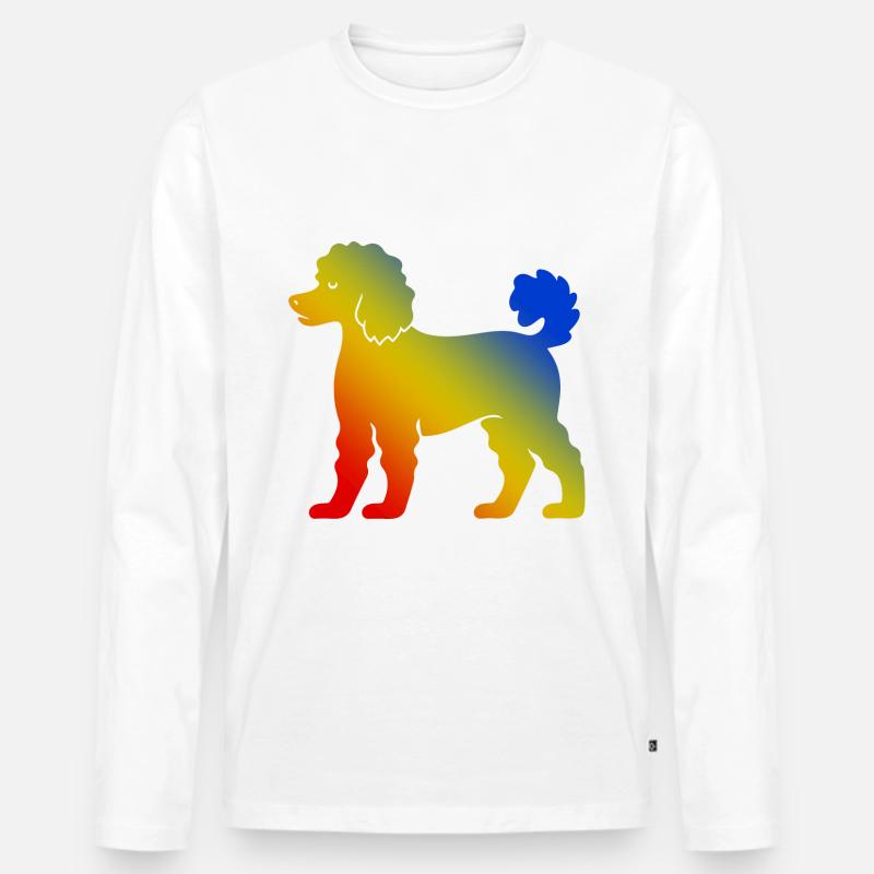 Poodle Hund Bunt - Männer Premium Bio Langarmshirt - Weiß