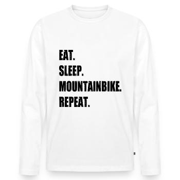 Eat Sleep Mountain Bike Repetition - - Men's Premium Organic Long Sleeve Shirt - white - Front - Nico (187cm)