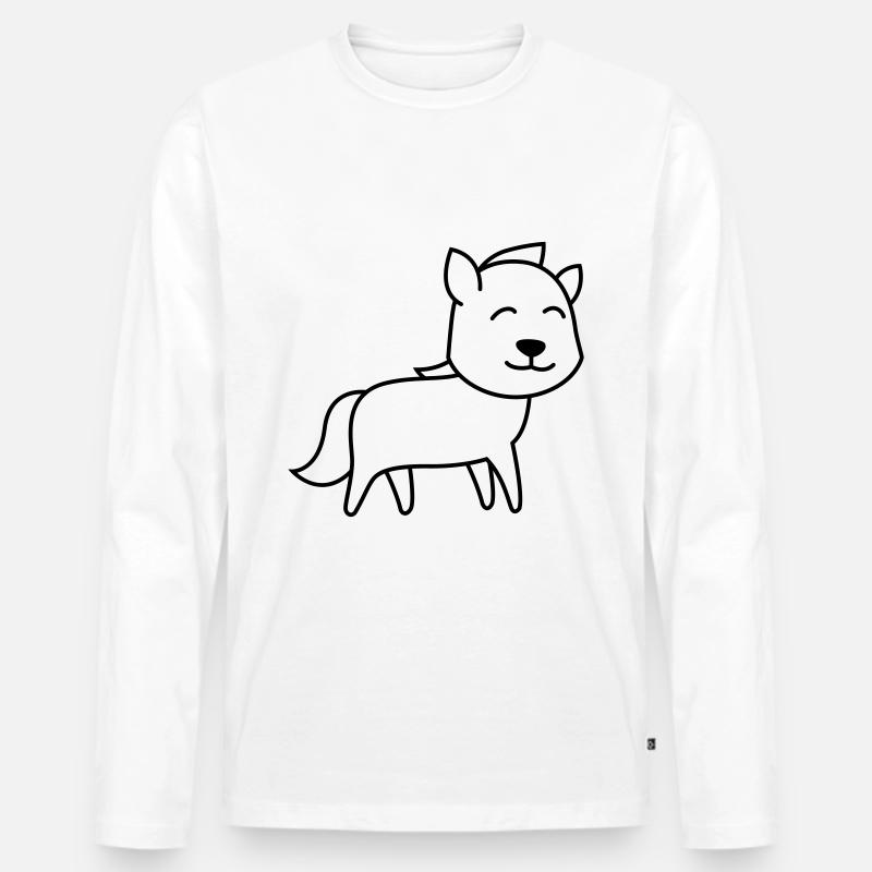 Hyäne Comic Tier - Männer Premium Bio Langarmshirt - Weiß