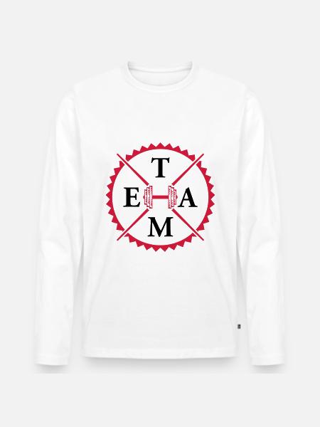 hantel gym team - Männer Premium Bio Langarmshirt - Weiß