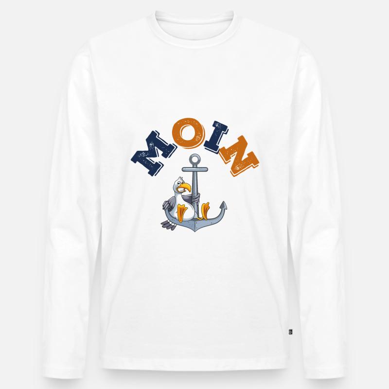 anker möwe moin comic - Männer Premium Bio Langarmshirt - Weiß
