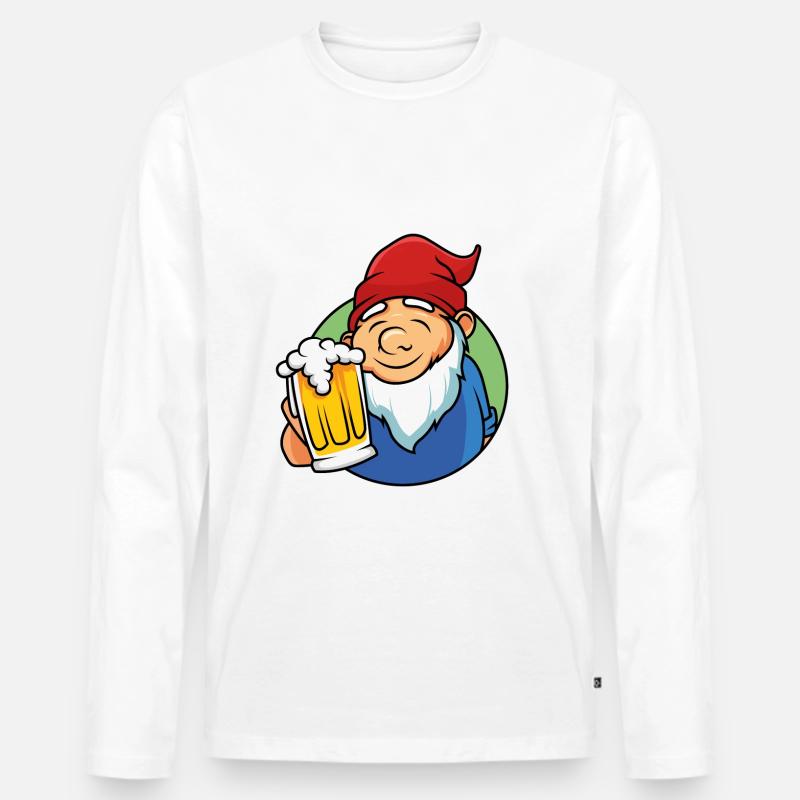 gartenzwerg bier zwerg - Männer Premium Bio Langarmshirt - Weiß