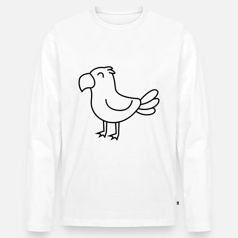 Papagei Comic Tier - Männer Premium Bio Langarmshirt - Weiß