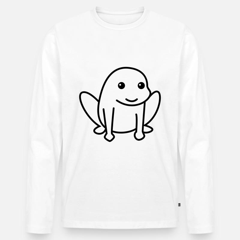 Frosch Comic Tier - Männer Premium Bio Langarmshirt - Weiß