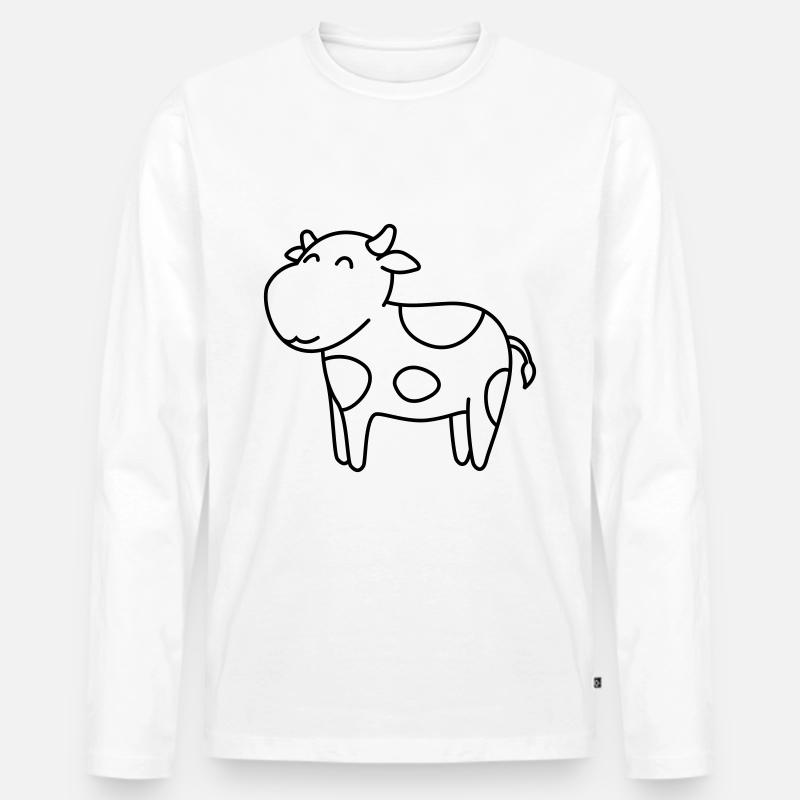 Kuh Comic Tier - Männer Premium Bio Langarmshirt - Weiß