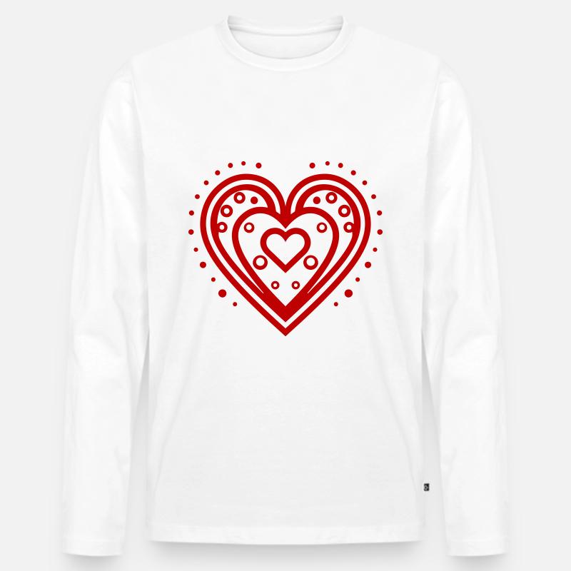 Herz Design Love - Männer Premium Bio Langarmshirt - Weiß