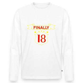 Idées cadeaux 18 anniversaire 18 nombre de dictons - T-shirt manches longues Premium bio Homme - blanc - Devant - Nico (187cm)