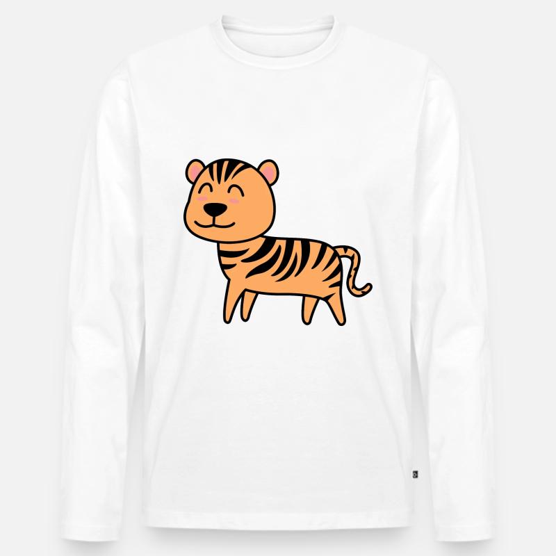 Tiger Comic Tier - Männer Premium Bio Langarmshirt - Weiß