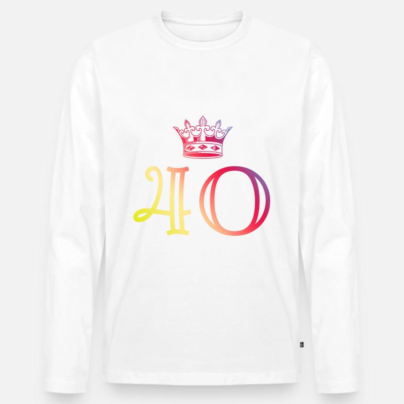 40 Zahl Krone - Männer Premium Bio Langarmshirt - Weiß