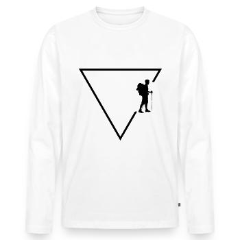 Dreieck 1 und Wandern - - Männer Premium Bio Langarmshirt - Weiß - Vorne - Nico (187cm)
