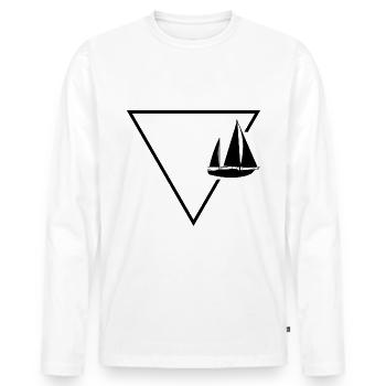 Dreieck 1 und Segelboot - - Männer Premium Bio Langarmshirt - Weiß - Vorne - Nico (187cm)