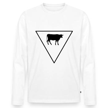 Triangle et vache - - T-shirt manches longues Premium bio Homme - blanc - Devant - Nico (187cm)