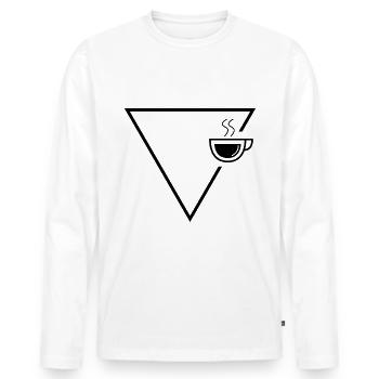 Dreieck 1 und Kaffee - - Männer Premium Bio Langarmshirt - Weiß - Vorne - Nico (187cm)