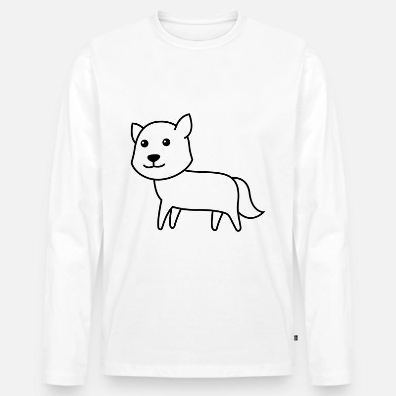 Wolf Comic Tier - Männer Premium Bio Langarmshirt - Weiß