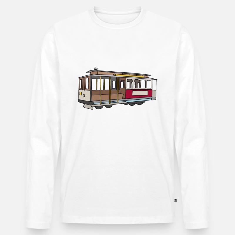 San Francisco Cablecar c - Männer Premium Bio Langarmshirt - Weiß