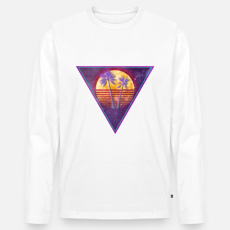 Retro Triangle - Männer Premium Bio Langarmshirt - Weiß