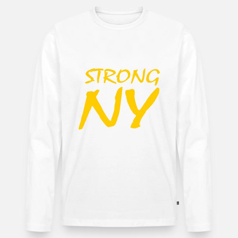 New York - Männer Premium Bio Langarmshirt - Weiß