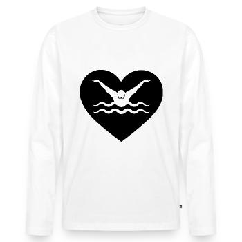 Cœur 1 et natation - - T-shirt manches longues Premium bio Homme - blanc - Devant - Nico (187cm)
