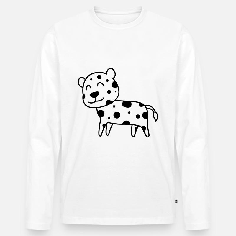 Leopard Comic Tier - Männer Premium Bio Langarmshirt - Weiß