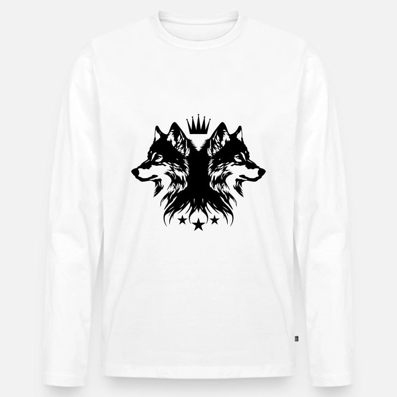 Wolf krone - Männer Premium Bio Langarmshirt - Weiß