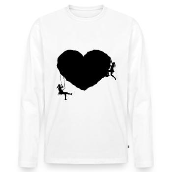 Cœur et escalade - - T-shirt manches longues Premium bio Homme - blanc - Devant - Nico (187cm)