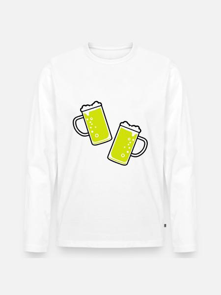 Bierglas Bierkrug Bier - Männer Premium Bio Langarmshirt - Weiß