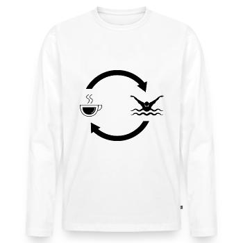 Flèches de chargement de café et nager - - T-shirt manches longues Premium bio Homme - blanc - Devant - Nico (187cm)