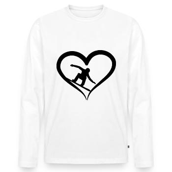 Snowboarder and Heart - - Men's Premium Organic Long Sleeve Shirt - white - Front - Nico (187cm)