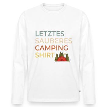Last Clean Camping Shirt - - Men's Premium Organic Long Sleeve Shirt - white - Front - Nico (187cm)