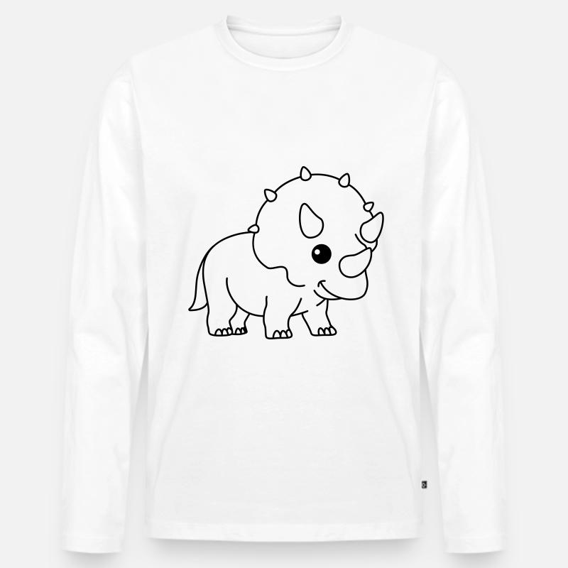 Dinosaurier triceratops Comic - Männer Premium Bio Langarmshirt - Weiß