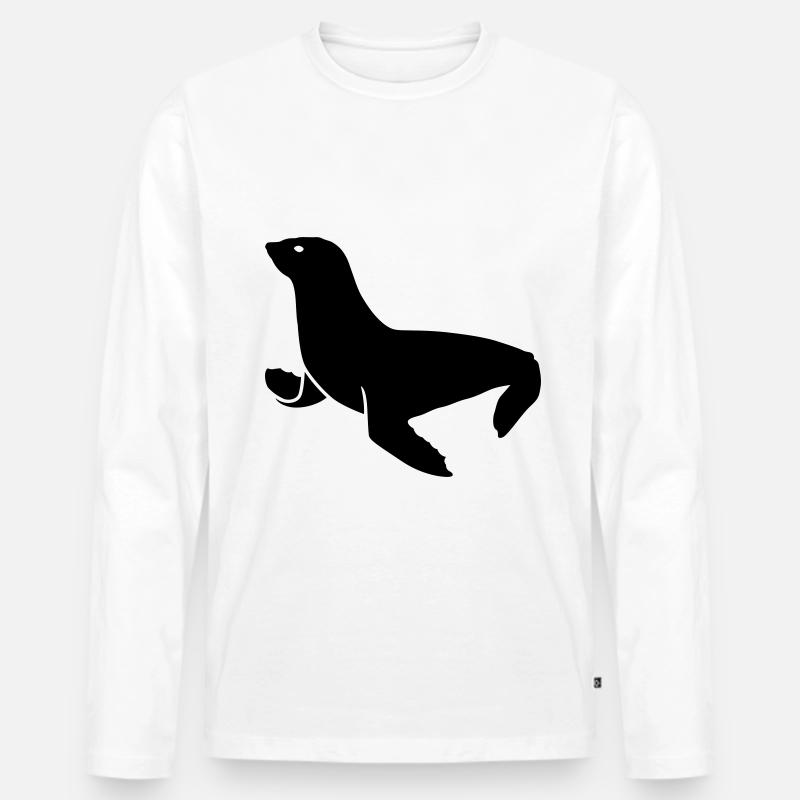 seehund tier - Männer Premium Bio Langarmshirt - Weiß