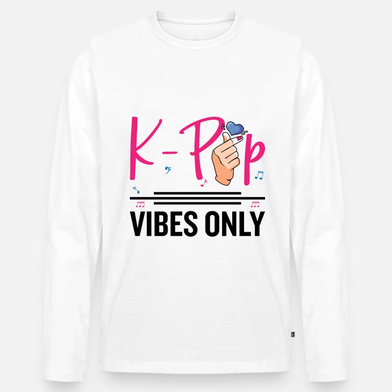Nur K-Pop-Vibes - Männer Premium Bio Langarmshirt - Weiß