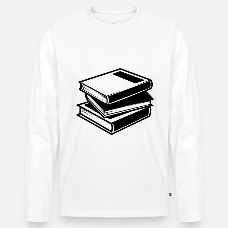 Bücher lesen - Männer Premium Bio Langarmshirt - Weiß