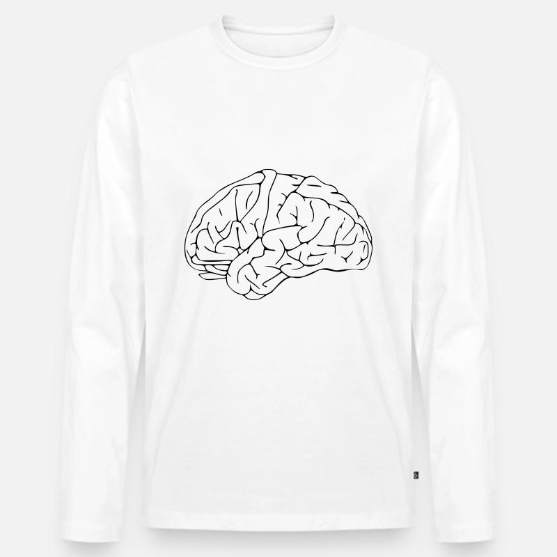 Gehirn - Männer Premium Bio Langarmshirt - Weiß